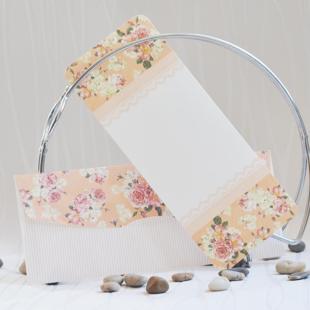 Wedding invitations in peach color